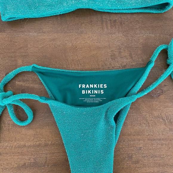 FRANKIES BIKINIS Set Connor Top & Mackenzie Bottom Terry Lurex Mistletoe Green - Picture 5 of 6